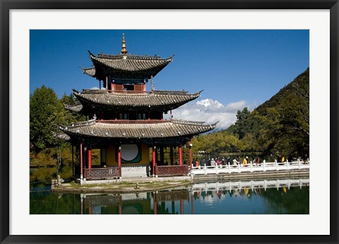 Framed Marble Bridge to Pagoda, Yunnan, China Print