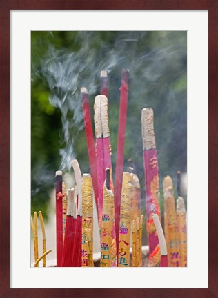 Framed Incense burning, Big Wild Goose Pagoda, Xian, China Print