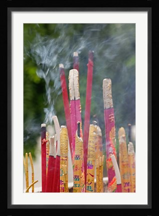 Framed Incense burning, Big Wild Goose Pagoda, Xian, China Print