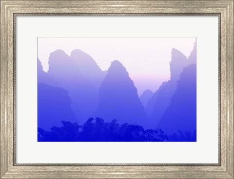 Framed Karst formations along the Yulong River, China Print