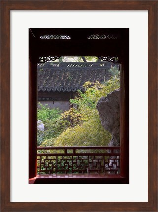 Framed Landscape in Traditional Chinese Garden, Shanghai, China Print