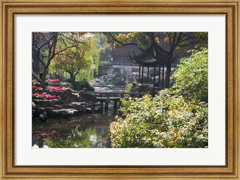 Framed Landscape of Traditional Chinese Garden, Shanghai, China Print