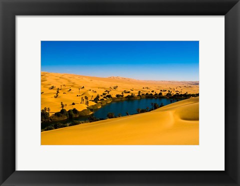 Framed Libya, Fezzan, desert Erg Ubari, Umm el Maa lake Print