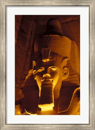 Framed Lighted Face at the Great Temple of Ramesses II, Egypt Print