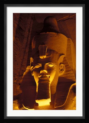 Framed Lighted Face at the Great Temple of Ramesses II, Egypt Print