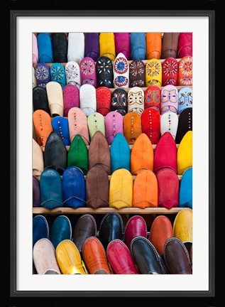 Framed Leather slippers, Medina Fes, Middle Atlas, Morocco Print