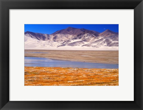 Framed Landscape of Mt Kunlun and Karakuli Lake, Silk Road, China Print