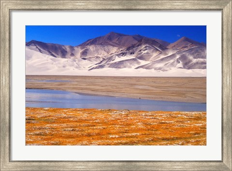 Framed Landscape of Mt Kunlun and Karakuli Lake, Silk Road, China Print