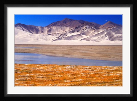 Framed Landscape of Mt Kunlun and Karakuli Lake, Silk Road, China Print
