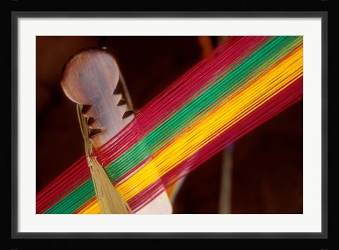 Framed Kente Cloth Being Woven on Loom, Bonwire, Ghana Print