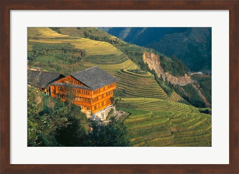 Framed Longji, Guangxi Province, China Print