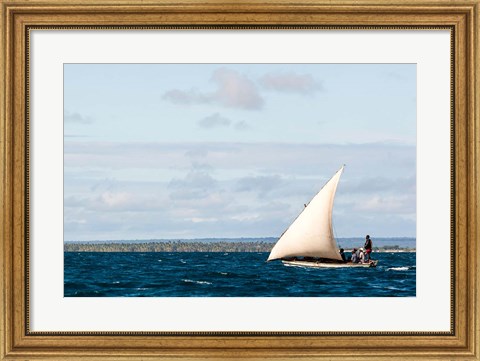Framed Men sailing on the sea of Zanj, Ihla das Rolas, Mozambique Print