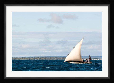 Framed Men sailing on the sea of Zanj, Ihla das Rolas, Mozambique Print