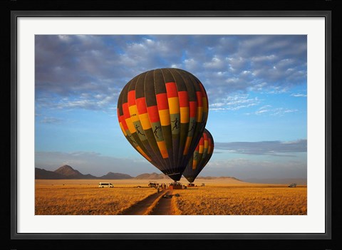 Framed Launching hot air balloons, Namib Desert, near Sesriem, Namibia Print