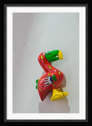 Framed Red wooden Dodo bird toy, Mauritius Print