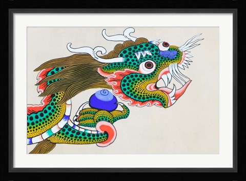 Framed Painting of Dragon, Thimphu, Bhutan Print