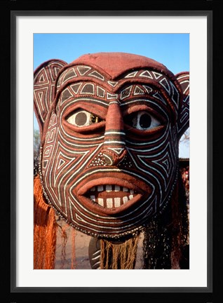 Framed Painted Geometric Mask, Zimbabwe Print