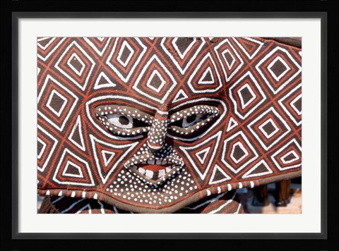 Framed Painted Geometric Mask, Zimbabwe Print