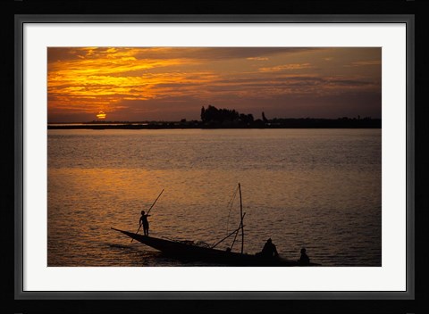 Framed Pirogue On The Bani River, Mopti, Mali, West Africa Print