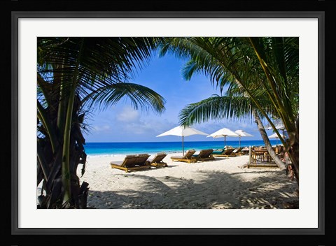 Framed Private beach, Anse Bambous Beach, Seychelles Print