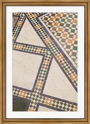 Framed Mosaic Floor, Musee de Marrakech, Marrakech, Morocco Print