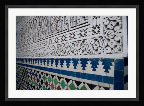 Framed Close up of design on Islamic law courts, Morocco Print