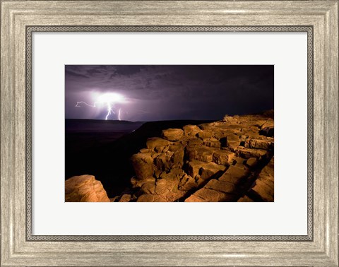 Framed Namibia, Fish River Canyon NP, Storm, Lightning strikes Print