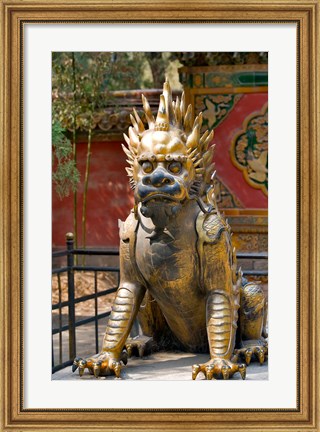 Framed Qing-era guardian lion, Forbidden City, Beijing, China Print