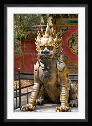 Framed Qing-era guardian lion, Forbidden City, Beijing, China Print