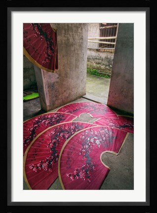 Framed Paper fans made at the Fuli Village Paper Fan Workshop, Yangshuo, China Print