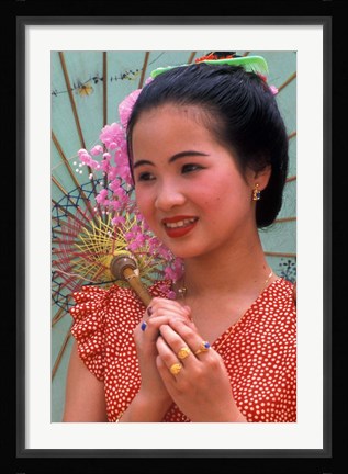 Framed Portrait of Water Dai Girl With Umbrella, China Print
