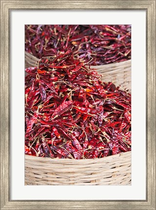 Framed Red peppers at local produce market, Bumthang, Bhutan Print