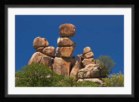 Framed Mother and Child rock formation, Matobo NP, Zimbabwe, Africa Print