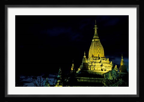 Framed Night View of Ananda Pahto, Myanmar Print