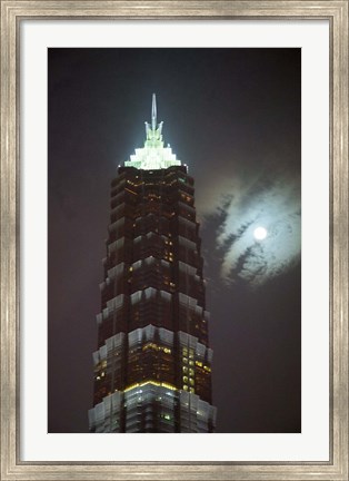 Framed Night View of Jinmao Building, Shanghai, China Print