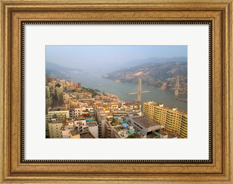 Framed Qutang Gorge From  Daixi Village, Three Gorges, Yangtze River, China Print