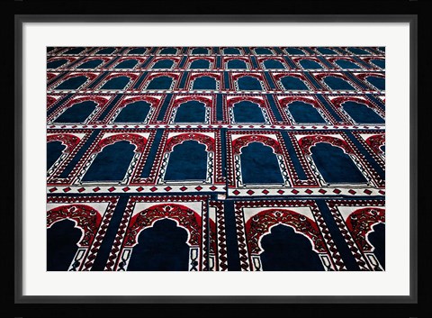 Framed Pattern of prayer rugs, Islamic mosque, Cairo, Egypt Print