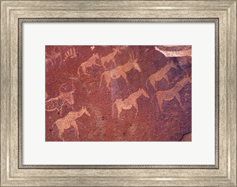 Framed Pictograph, Engravings from Stone Age Culture, Twyfelfonstein Region, Namibia Print