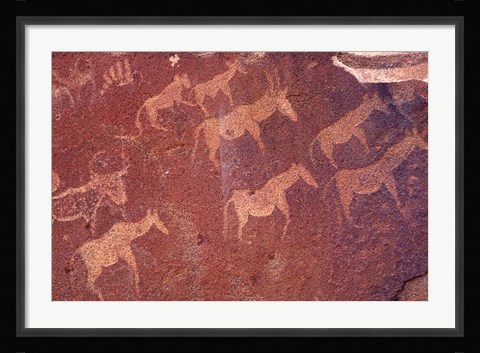Framed Pictograph, Engravings from Stone Age Culture, Twyfelfonstein Region, Namibia Print