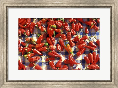 Framed Red Peppers Drying in the Sun, Tunisia Print