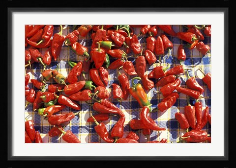 Framed Red Peppers Drying in the Sun, Tunisia Print