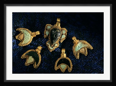 Framed Necklace Adornments, Gold Artifacts From Tillya Tepe Find, Six Tombs of Bactrian Nomads Print
