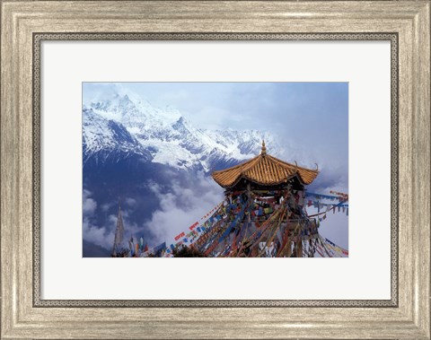 Framed Praying Flags and Pavilion, Deqin, Lijiang Area, Yunnan Province, China Print