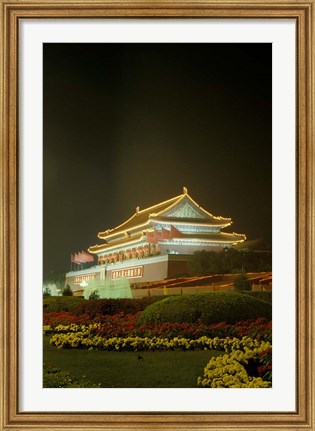 Framed Night View of Tian An Men Tower, Beijing, China Print