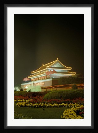 Framed Night View of Tian An Men Tower, Beijing, China Print