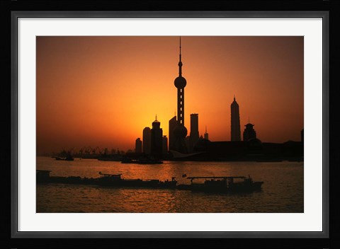 Framed Oriental Pearl TV Tower and High Rises, Shanghai, China Print