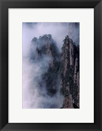 Framed Mt Huangshan in Mist, China Print