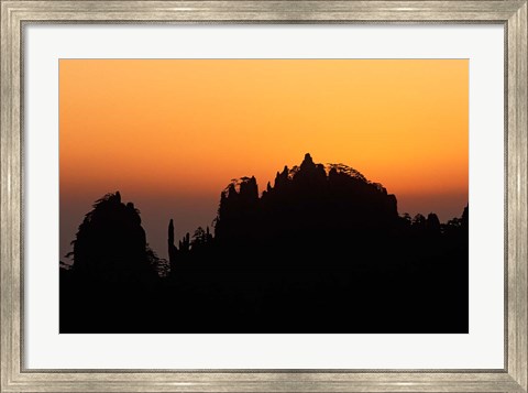 Framed Mt Huangshan (Yellow Mountain) at Sunset, China Print
