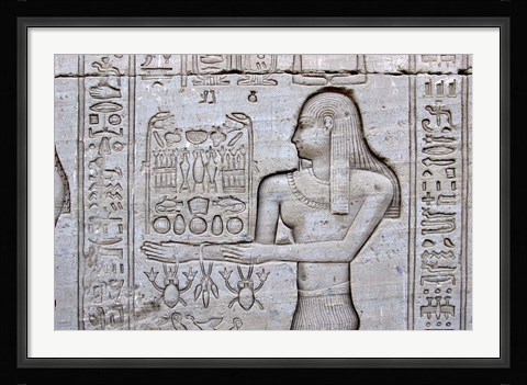 Framed Queen Cleopatra and Stone Carved Hieroglyphics, Egypt Print