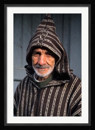 Framed Portrait of Old Muslim Man, Tangier, Morocco, Africa Print